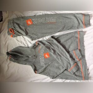 Nike Gray and Orange Hoodie and Sweatpants Set